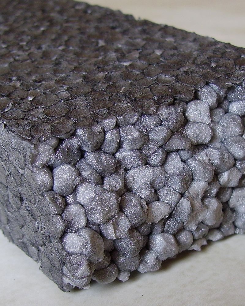 Close detail of insulation material used in external wall insulation work